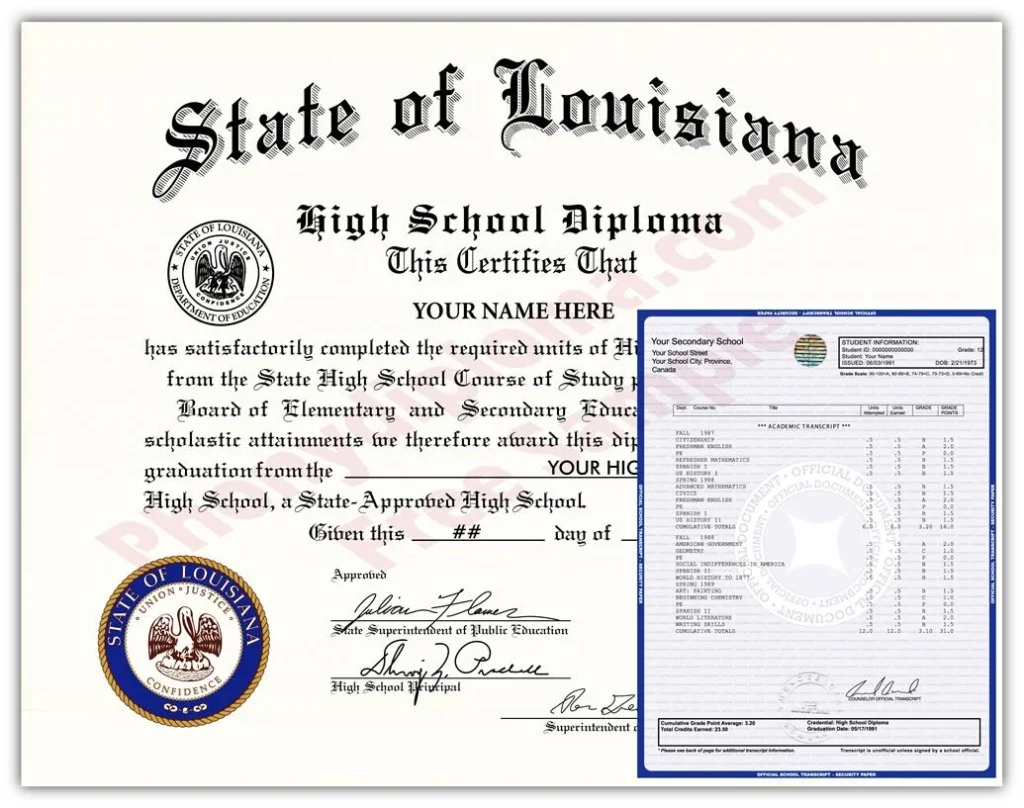 louisiana fake high school diploma and transcripts